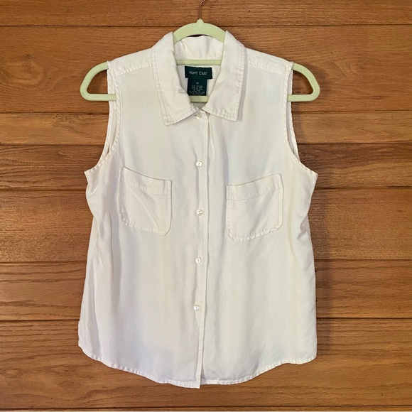 Vintage 90s silk Hunt Club button front tank top - Picture 1 of 4